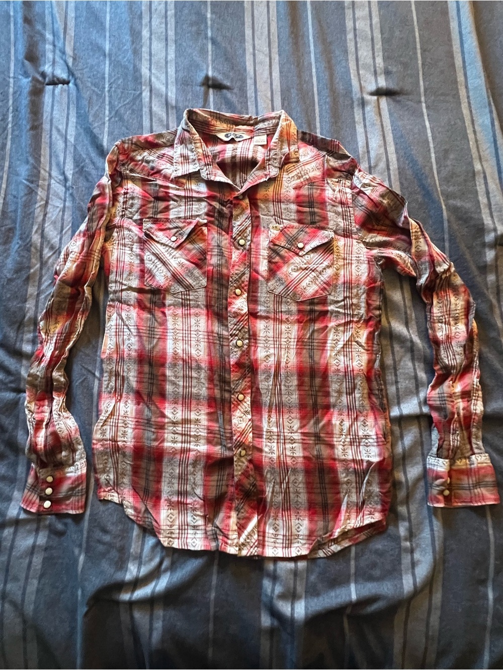 Salt Valley Western Men's Large Red Plaid Button-Up Shirt *Urban Outfitters*